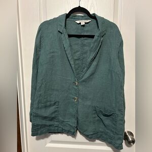 Coldwater CreekTeal Linen Relaxed Blazer Jacket 100% Linen - Size Medium